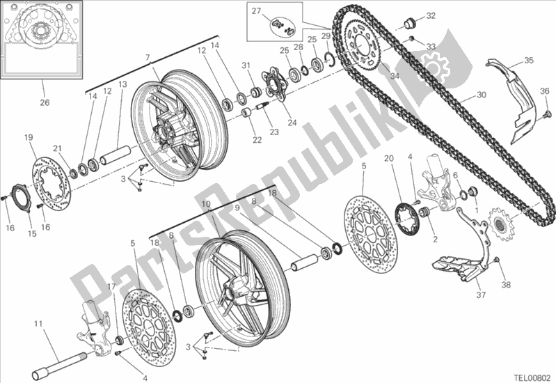 Toutes les pièces pour le 026 - Ruota Anteriore E Posteriore du Ducati Superbike 959 Panigale ABS 2016